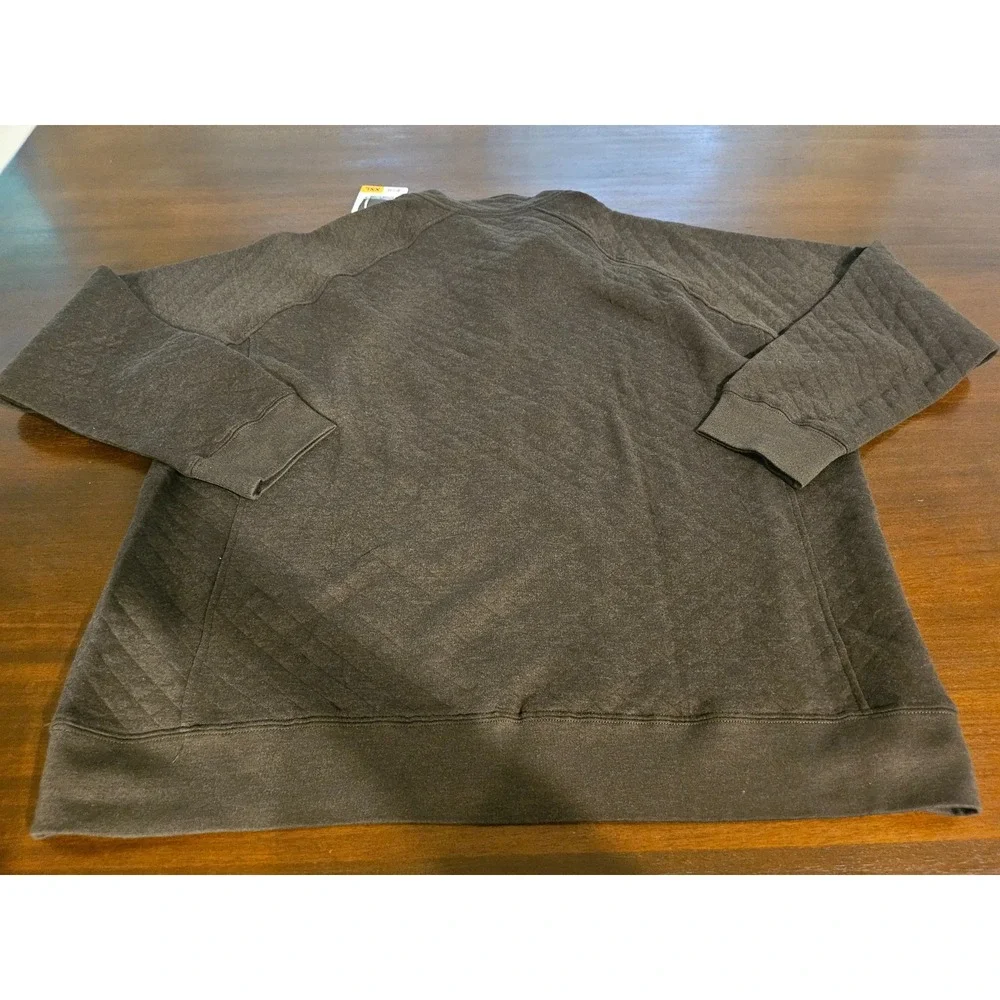 Eddie Bauer Men's Quilted Quarter Snap Brown Polo Kangaroo Pocket‎ Size XXL New